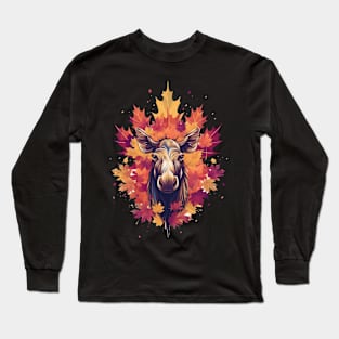 Moose with Maple leafs Canada Long Sleeve T-Shirt